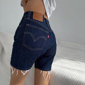 LEVIS DARK BLUE JEAN SHORT DENIM VINTAGE 501 SIZE 23-24